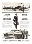 1953 Arrive by American. Drive by Avis. American Airlines and Avis Rent-A-Car System