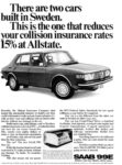 1972 Saab 99E. There are two cars built in Sweden