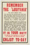 1915 Remember The 'Lusitania'. It Is Your Duty. Enlist To-Day