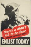 1940 there's a Man's job to be done. Volunteer For Overseas Service! Enlist Today