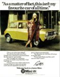 1977 Mini Clubman 1100 with Twiggy. ’ As a matter of fact, this isn’t my favourite car of all time’