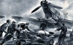 1939 The ten-ton bomb is driven on a special trolley under the fuselage of the dive bomber