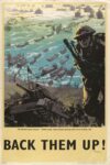 1942 Back Them Up! The Mediterranean Invasion. British troops, tanks and guns pouring ashore from landing craft