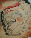 1944 Handgezeichnete Karikatur als Entwurf für eine Flugblattillustration des Nationalkomitee Freies Deutschland (NKFD)