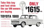 1965 Toyota 1900. Take this key and test drive the car VW owners are buying