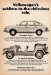 1975 Volkswagen 412 and Thing, Volkswagen's sublime-to-the-ridiculous sale