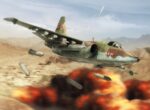 A Soviet Air Force Su-25 seen performing attacks on a mujahedeen camp in Afghanistan by employing FAB-500ShN retarded bombs released at low altitude.