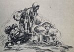 Mother and child on the run with their meager possessions