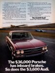 1971 Audi 100LS. The $36,000 Porsche has inboard brakes. So does thee $3,600 Audi