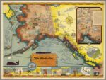 1939 Good-Natured Map Of Alaska 'The Alaska Line'