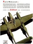 1942 End of Rehearsal... Look To Lockheed For Leadership. Lockheed P-38 'Lighting'