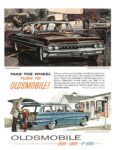 1961 Oldsmobile Dynamic 88 Holiday Sedan and F--85 De Luxe Station Wagon. Take The Wheel Turn To Oldsmobile!