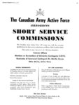 1951 The Canadian Army Active Force announces Short Service Commissions