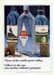 1966 Three of the world's great vodkas. Gilbey's is the one you can buy without a passport
