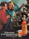 1986 'Tis the season to start horsing around. White Horse Scotch