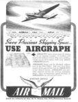 1943 Save Precious Shipping Space. Air Mail