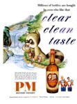 1949 Millions of bottles are bought by men who like that clear clean taste. PM