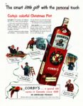1949 The smart little gift with the personal touch Corby's colorful Christmas Pint