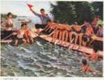 1976 Classes of children practicing martial arts on Lake Bayandyan