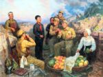 A North Korean child sing a song for the Chinese Volunteer Army, Korean War