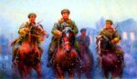 Chinese PLA cavalry marching into Korea