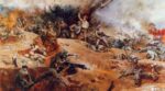 Chinese Volunteer Army advancing against US troops in Korea