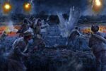 Imjin River 1951- Chinese People's Volunteer Army attacking United Nations (UN) positions on the lower Imjin River at night in Korea- by Steve Noon
