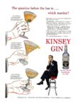 1947 The question before the bar is ... which martini. Kinsey Gin