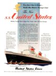 1952 Less than 5 days to Europe... World Most Modern Passenger Liner. The New s.s. United States. United States Lines