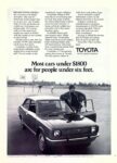 1971 Toyota Corolla. Most cars under $1800 are for people under six feet