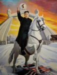 2013 Kim Jong Un on horseback stepping on the flags of South Korea and the United States