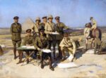 General William Bridges and his staff watching the manoeuvers of the 1st Australian Division in the desert in Egypt