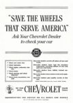 1943 Chevrolet. 'Save The Wheels That Serve America'