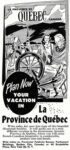1952 Plan Now Your Vacation In La Province de Quebec