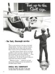 1955 Taxi up to the Shell sign - for fast, thorough service. Shell Oil Company