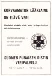 1957 Korvaamaton Lääkeaine On Elävä Veri. Suomen Punaisen Ristin Veripalvelu