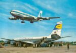 1964 Berlin Airport Postcard Lufthansa & Pan Am