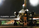 1971 Leipzig Airport Lufthansa Boeing 727 Postcard Nighttime