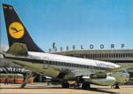 1971 Lufthansa Boeing 737 at Dusseldorf Airport Postcard DABEO