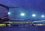 1984 Interflug TU134 Berlin-Schonefeld Airport Nighttime Postcard